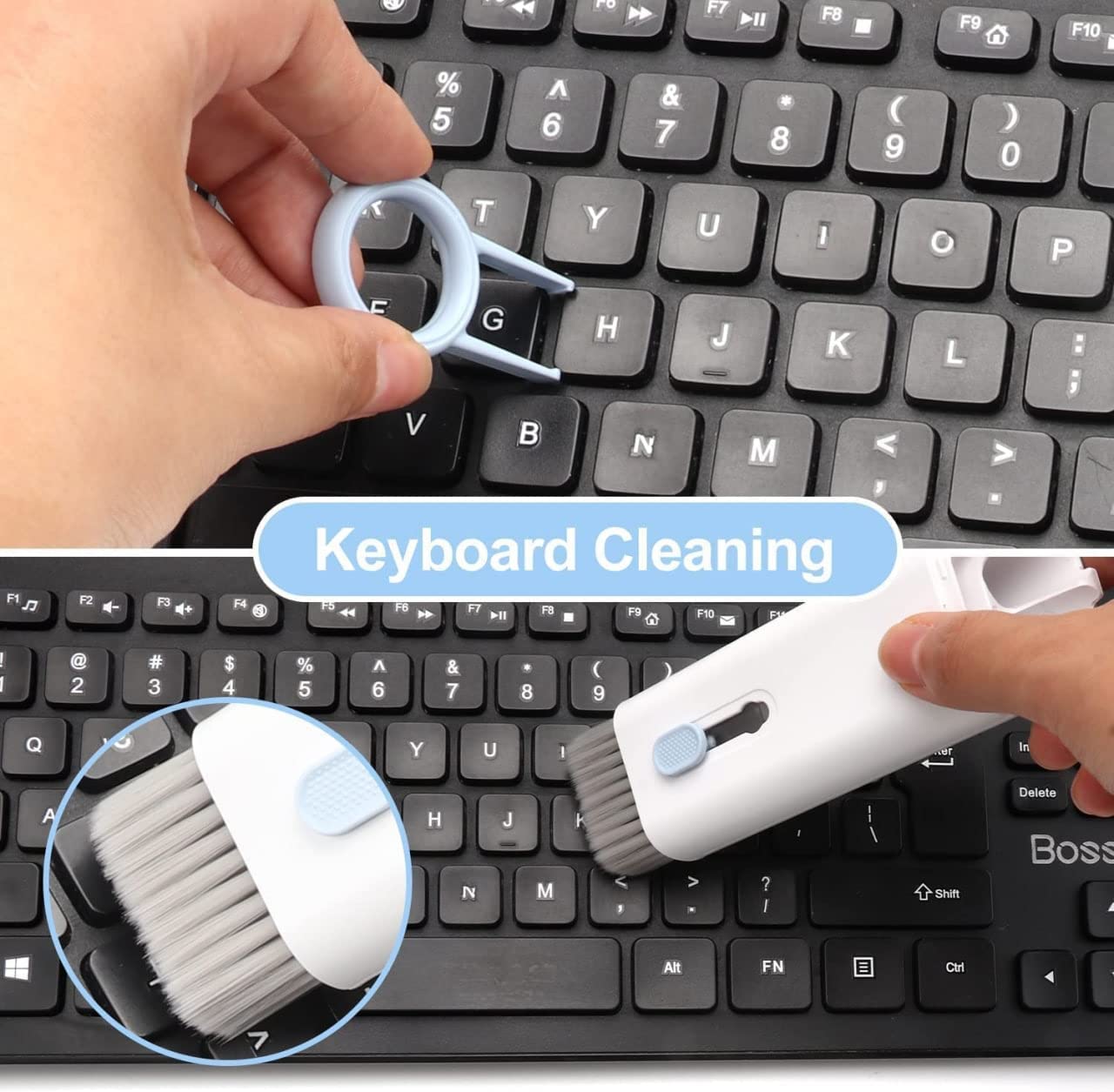 7 in 1 Electronic Cleaner kit, Cleaning Kit for Monitor Keyboard Airpods, Screen Dust Brush Including Soft Sweep, Swipe, Airpod Cleaner Pen, Key Puller and Spray Bottle