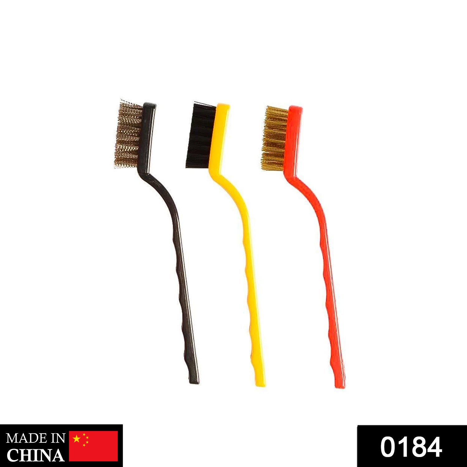 3 Pc Mini Wire Brush Set (Brass, Nylon, Stainless Steel Bristles) 