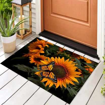 Floor Mat, Bath Mat, Door Mat Floral Pattern, Jacquard, Washable, Non-Slip, Stylish, Floral Pattern, Print Rug Mat, Stylish, Quality, Abrasion Resistant, Soundproofing, Hot Carpet, All Seasons, For Kitchen, Bedroom, Living Room (80x50 Cm)