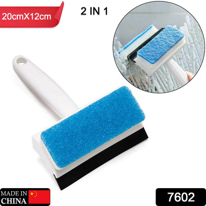 2-in-1 Glass Wiper Cleaning Brush Mirror Grout Tile Cleaner Washing Pot Brush Double-Sided Glass Wipe Bathroom Wiper Window Glass Wiper