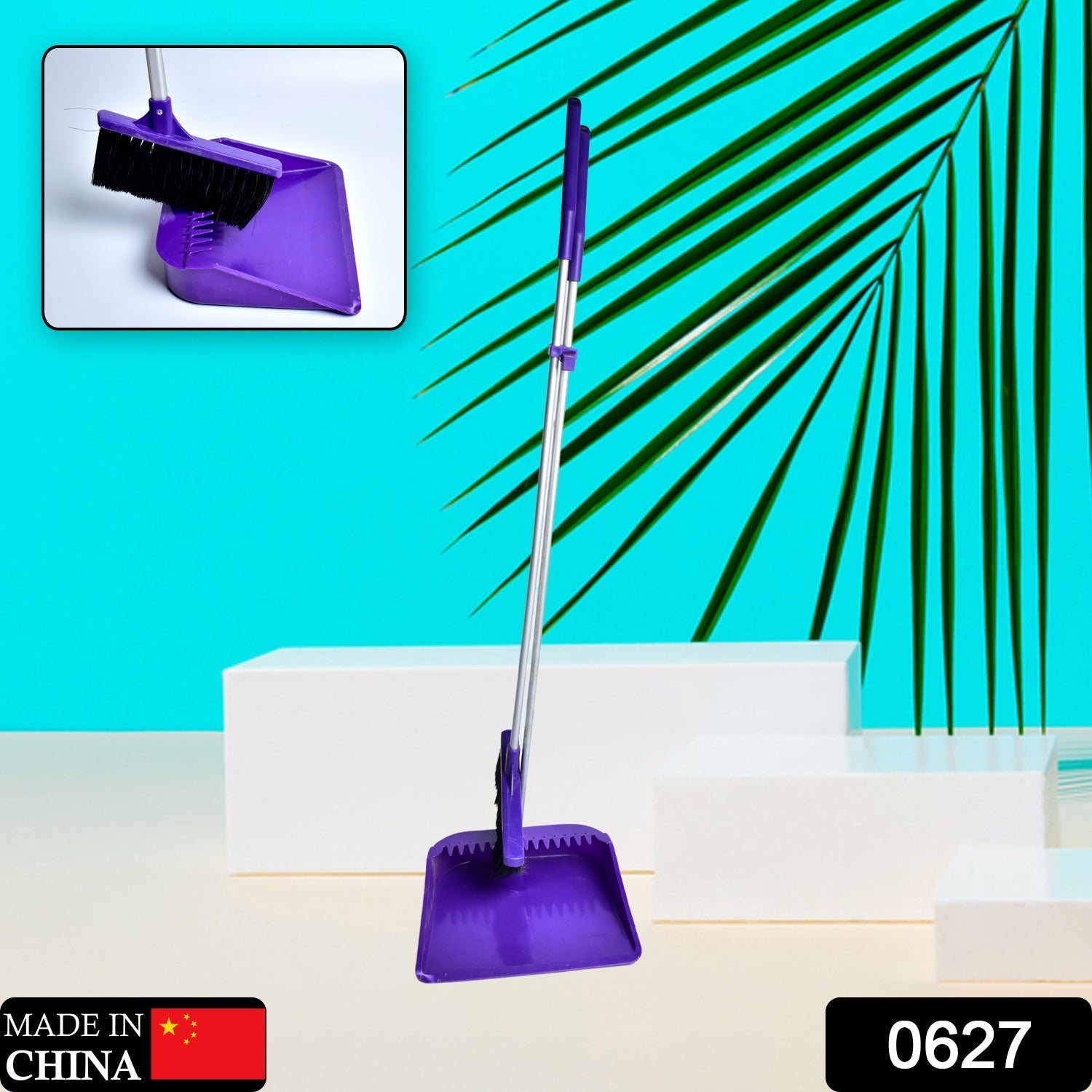 Long Handle Dustpan and Brush 2 Piece Set for Sweeping Cleaning Home Office