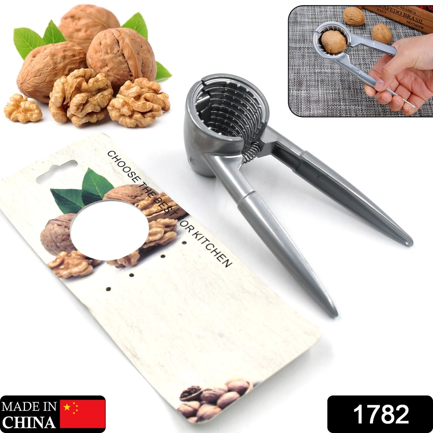 Walnut Cracker, Luxury Die Cast Stainless Alloy Nut Cutter Walnut Clamp Plier Portable Smart Walnut Akhrot Pincers Bottle Opener for Pecans, Almonds, Brazil Nuts