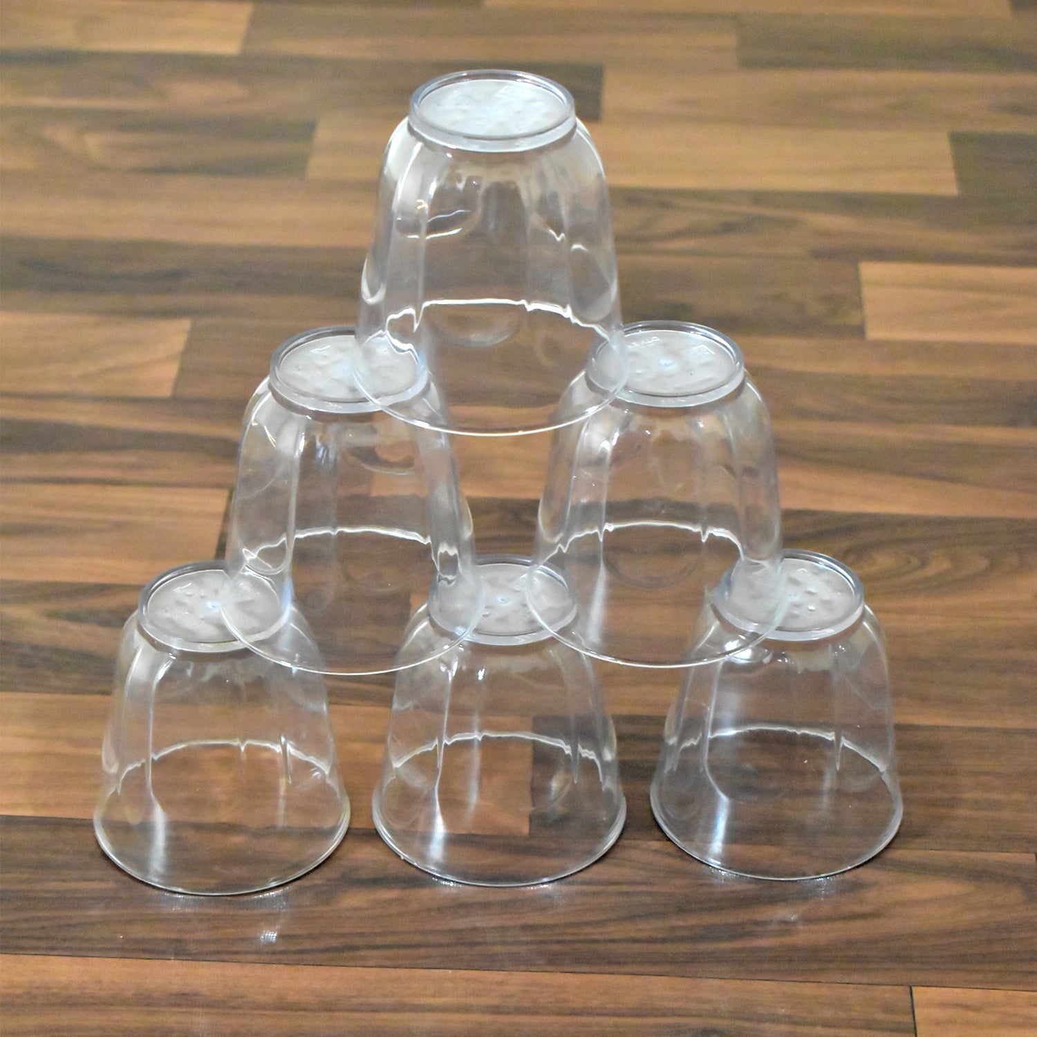 8125 Ganesh Lily glass Break Resistant plastic set of 6Pcs (300 Ml)