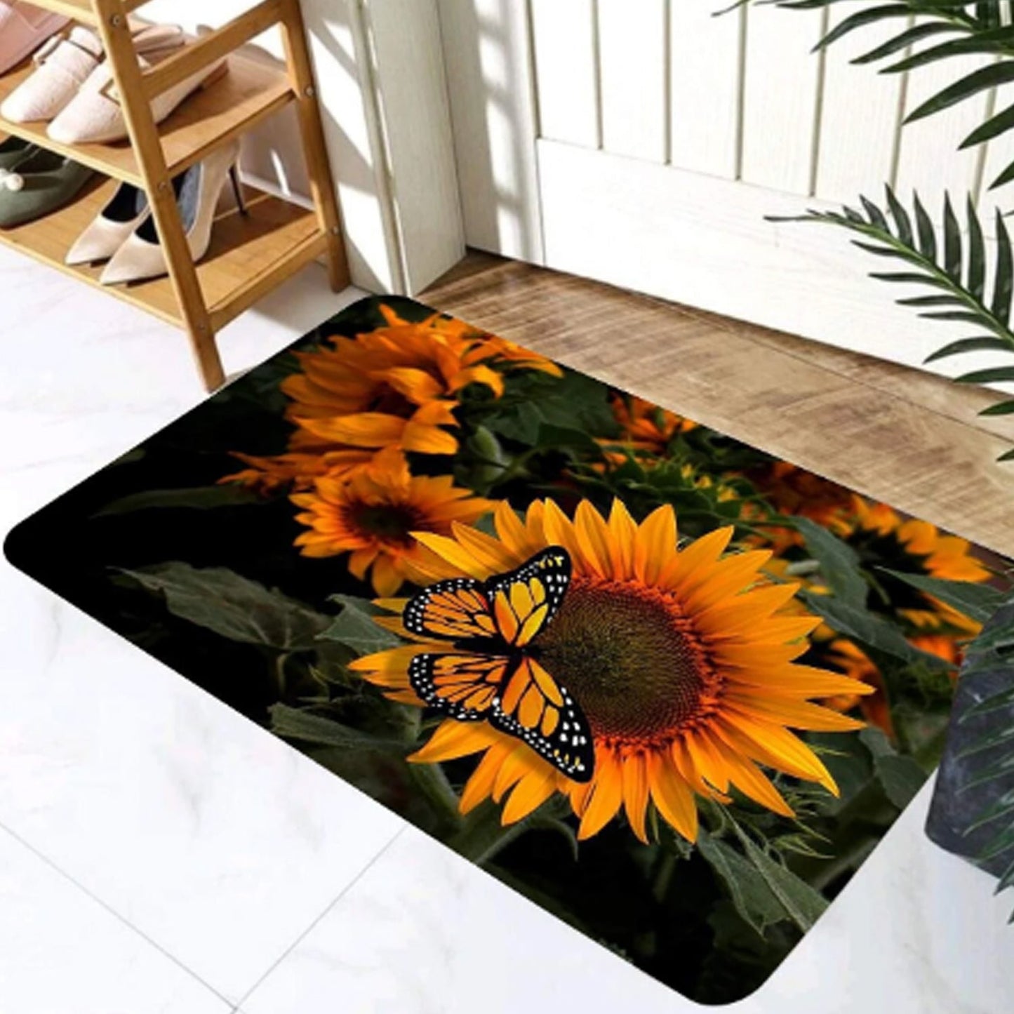 Floor Mat, Bath Mat, Door Mat Floral Pattern, Jacquard, Washable, Non-Slip, Stylish, Floral Pattern, Print Rug Mat, Stylish, Quality, Abrasion Resistant, Soundproofing, Hot Carpet, All Seasons, For Kitchen, Bedroom, Living Room (80x50 Cm)