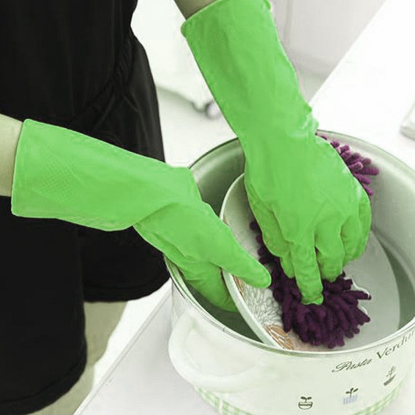 0653 Multipurpose cleaning rubber hand gloves (green) 1 PC