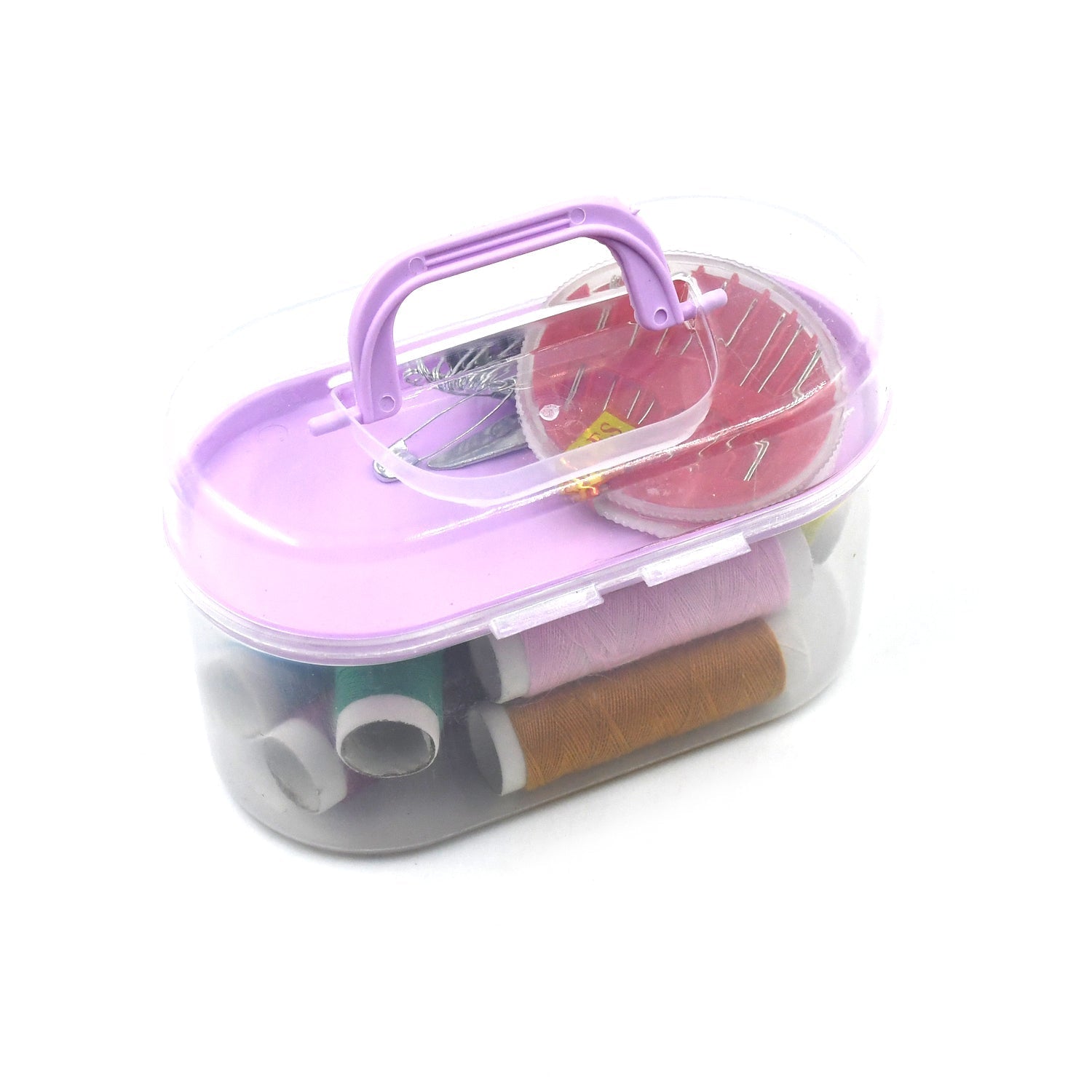 Double Layer Small & Portable Travel Sewing Kits Box with Color Needle Threads Scissor pin Hand Work Sewing Box Handwork Sewing Accessories