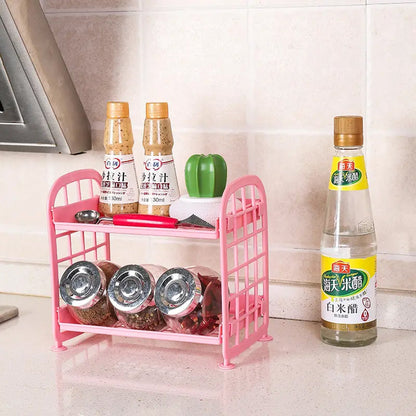 2 Layer Foldable Plastic Small Storage Shelf, Bathroom Shelves Shower Candy Corner Rack Kitchen Shelf Organizer