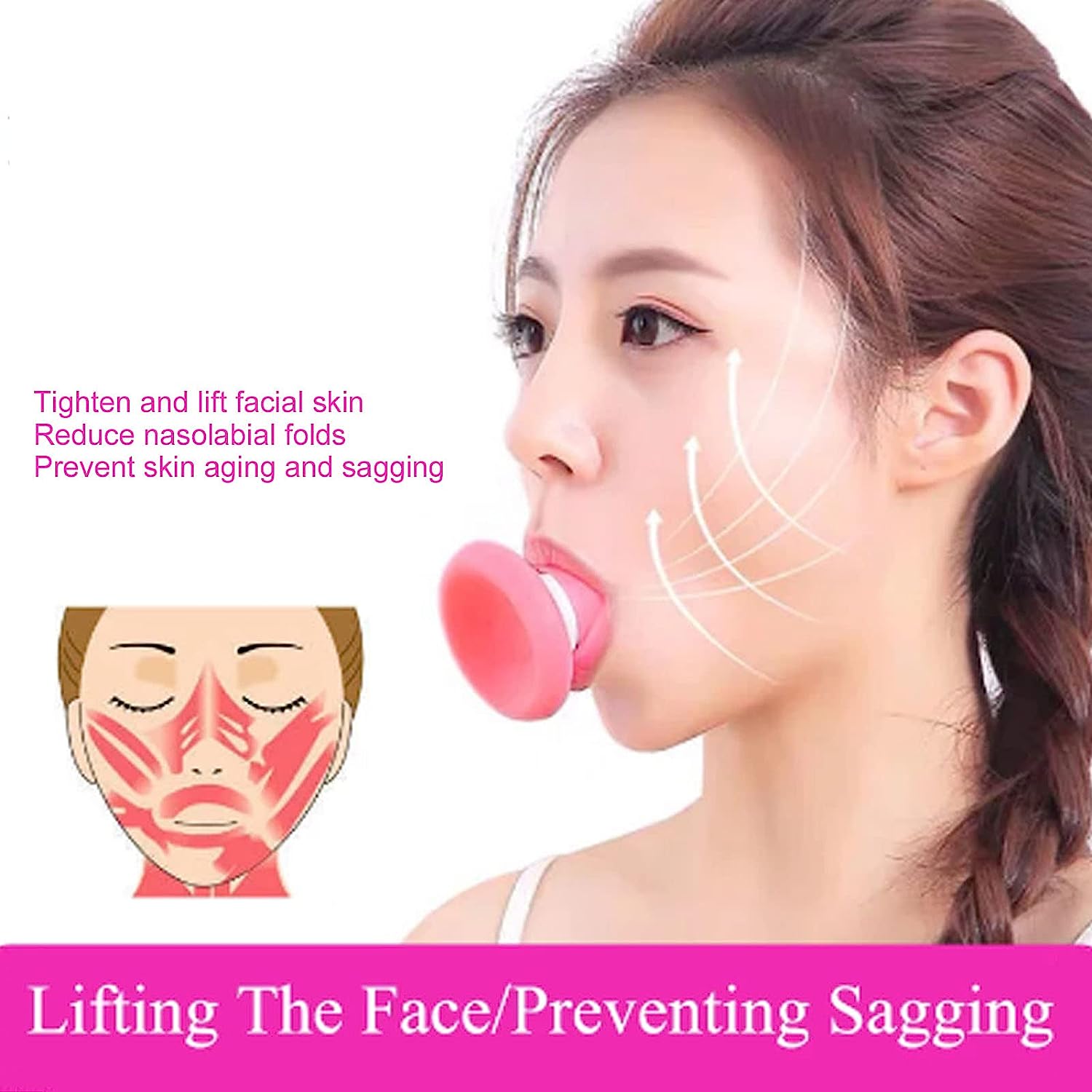 Silicone Facial Jaw Exerciser Breathing Type Face Slimmer, Breathing Type Face Slimmer Face Lift Inhaling & Exhaling Tool, Look Younger and Healthier - Helps Reduce Stress and Cravings