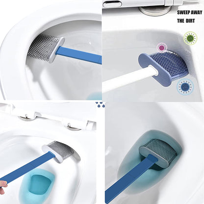 Toilet Brush Set, Toilet Brush And Holder Set, Anti-Slip Handle Silicone Toilet Brush And Small Cleaning Brush ,