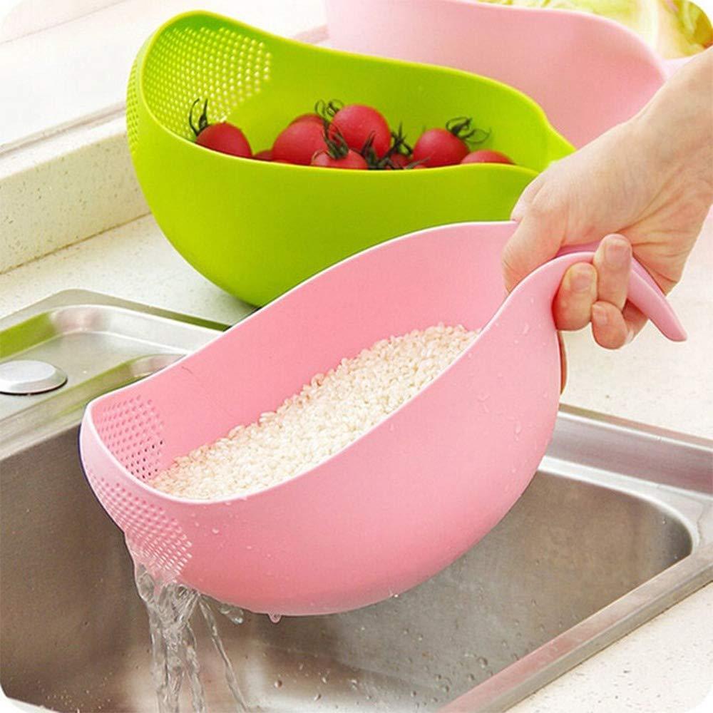 2068 Plastic Rice Bowl/Food Strainer Thick Drain Basket with Handle for Rice, Vegetable & Fruit (set of 3pcs)