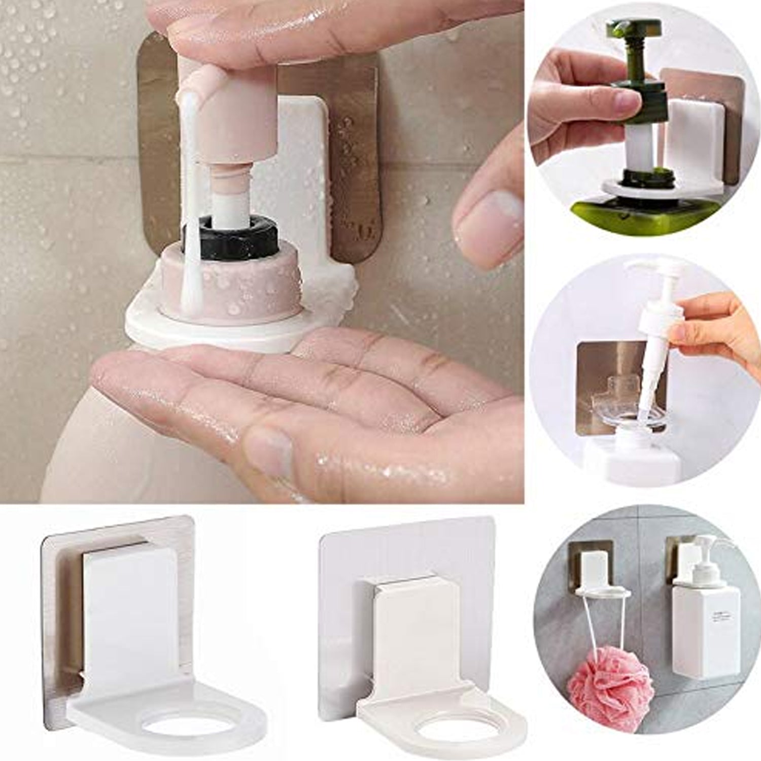 Wall Mounted Self Sticky Hooks for Body Wash Shampoo Bottle Wall Storage Strong Adhesive Hook Power Plug Socket Hanger Holder Multi Color (1pc)