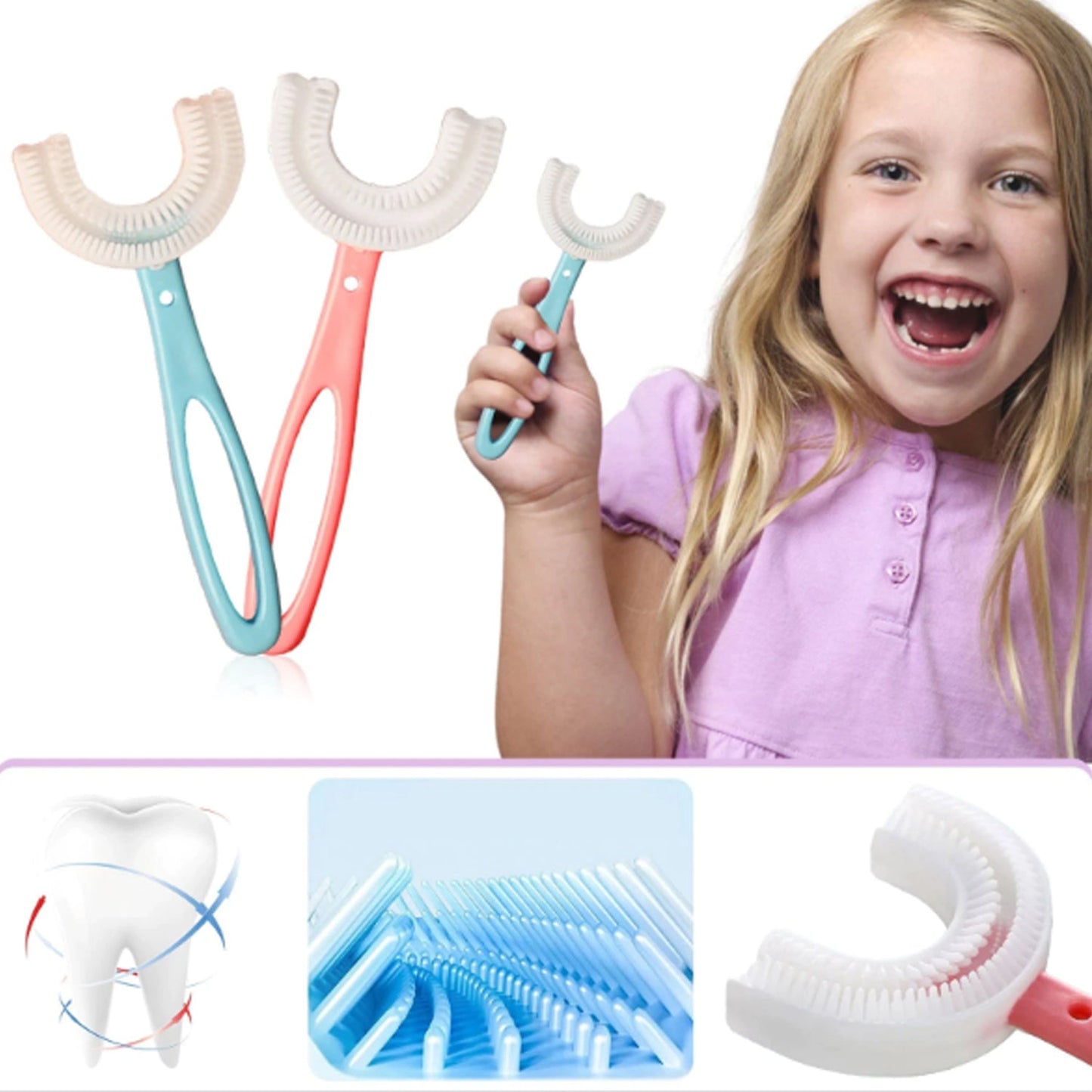 4773 Kids U Shaped Large Tooth Brush used in all kinds of household bathroom places for washing teeth of kids, toddlers and children’s easily and comfortably.