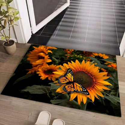 Floor Mat, Bath Mat, Door Mat Floral Pattern, Jacquard, Washable, Non-Slip, Stylish, Floral Pattern, Print Rug Mat, Stylish, Quality, Abrasion Resistant, Soundproofing, Hot Carpet, All Seasons, For Kitchen, Bedroom, Living Room (80x50 Cm)