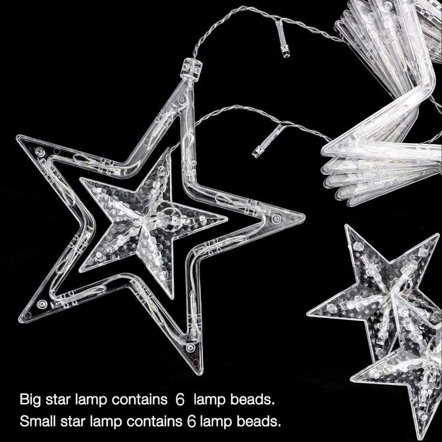 12 Stars Curtain String Lights, Window Curtain Lights With 8 Flashing Modes Decoration For Festivals-11