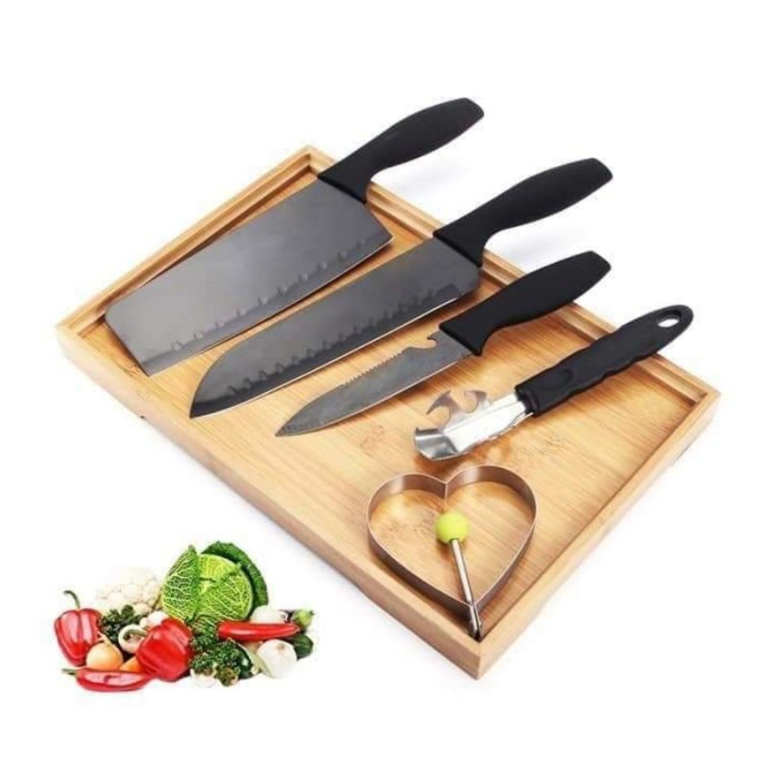 5-Piece Forged Kitchen Chef Cutlery Stainless Steel Knife Set, Chopping Knife, Chef Knife, Utility Knife, Butcher Knife (5pc)