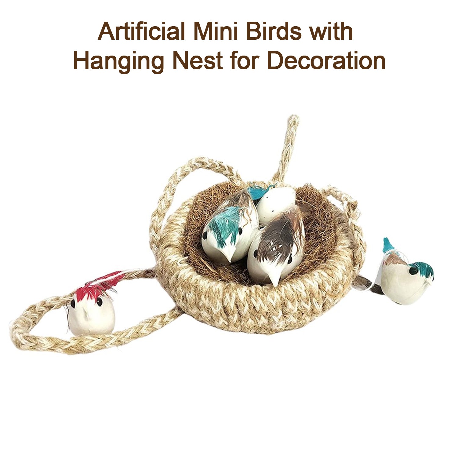 1731A ARTIFICIAL JUTE HANGING BIRDS NEST JHUMAR CHIDIYAN KA GHOSLA With Brown Box