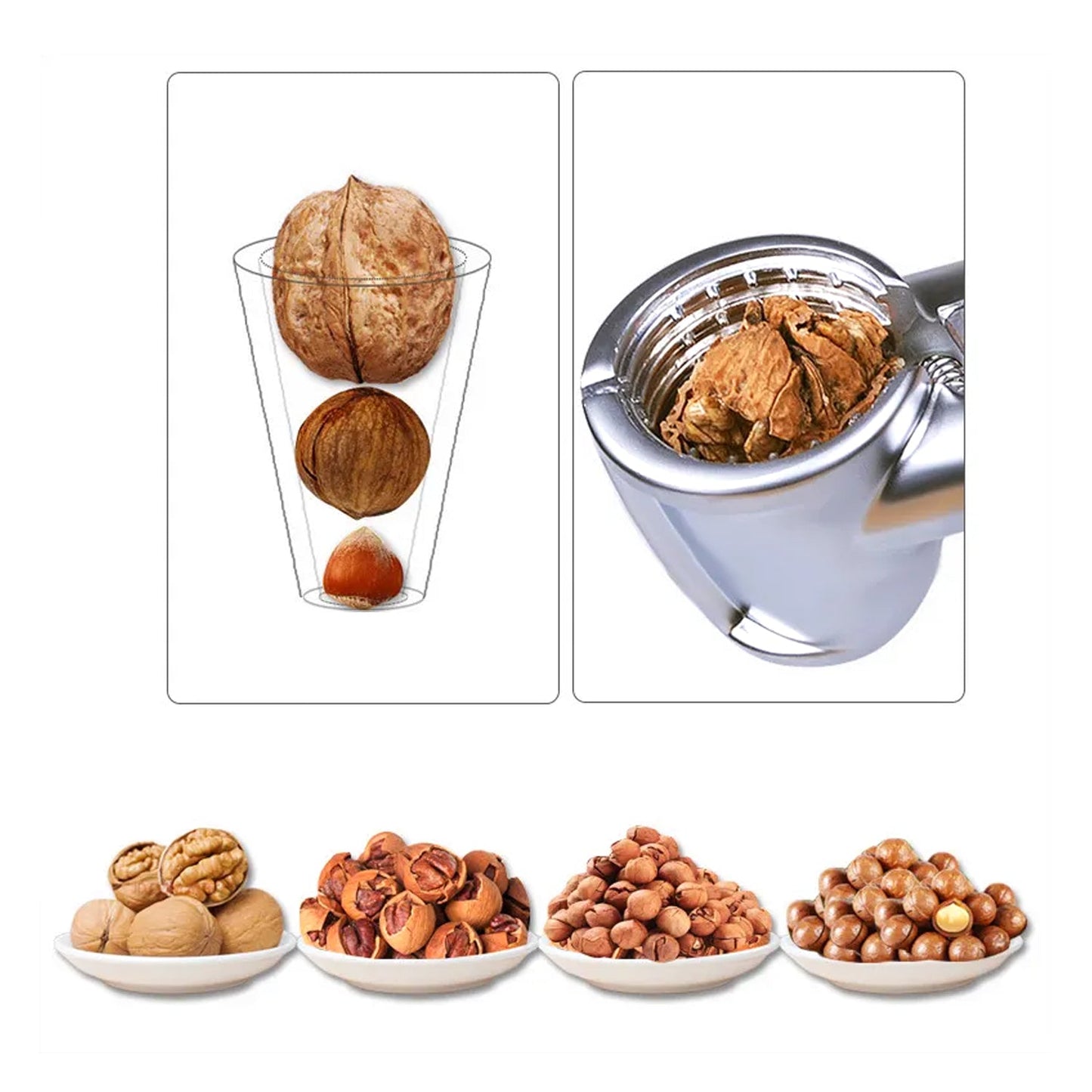 Walnut Cracker, Luxury Die Cast Stainless Alloy Nut Cutter Walnut Clamp Plier Portable Smart Walnut Akhrot Pincers Bottle Opener for Pecans, Almonds, Brazil Nuts
