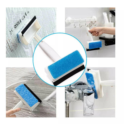 2-in-1 Glass Wiper Cleaning Brush Mirror Grout Tile Cleaner Washing Pot Brush Double-Sided Glass Wipe Bathroom Wiper Window Glass Wiper