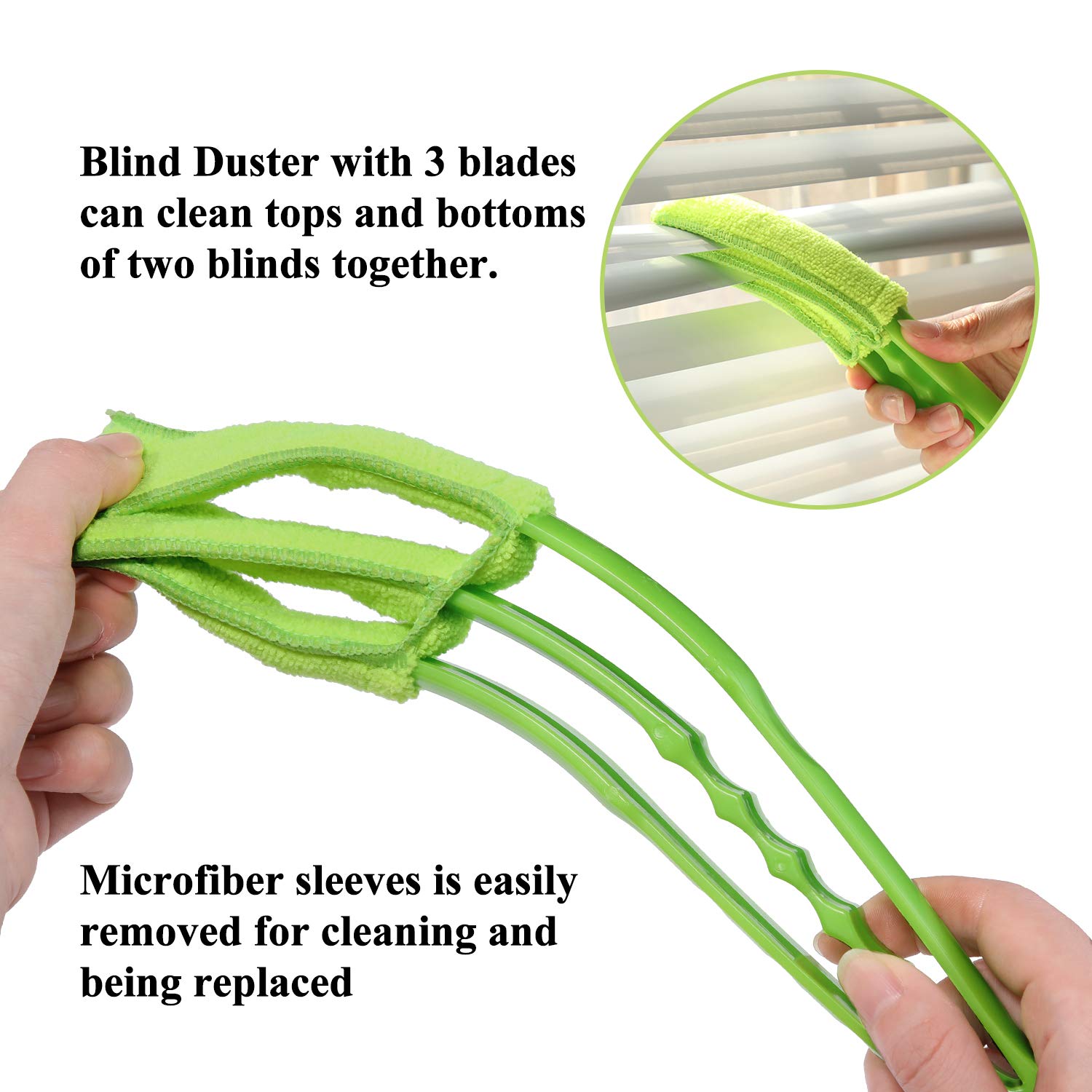 Window Blind Cleaner Duster Brush with Microfiber Sleeves - Blind Cleaner Tools for Window Shutters Blind Air Conditioner Jalousie Dust