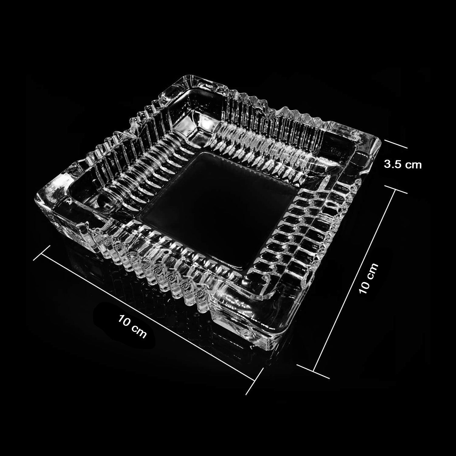 4062 Square Glass Misti Crystal Quality Cigar Cigarette Ashtray Round Tabletop for Home Office Indoor Outdoor Home Decor