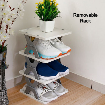 Smart Shoe Rack with 6 Layer Shoes Stand Multifunctional Entryway Foldable & Collapsible Door Shoe Rack Free Standing Heavy Duty Plastic Shoe Shelf Storage Organizer Narrow Footwear Home