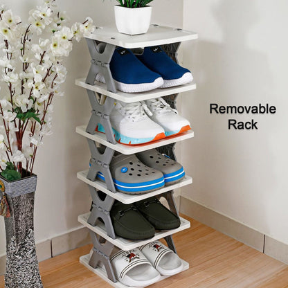 SMART SHOE RACK WITH 8 LAYER SHOES STAND MULTIFUNCTIONAL ENTRYWAY FOLDABLE & COLLAPSIBLE DOOR SHOE RACK FREE STANDING HEAVY DUTY PLASTIC SHOE SHELF STORAGE ORGANIZER NARROW FOOTWEAR HOME