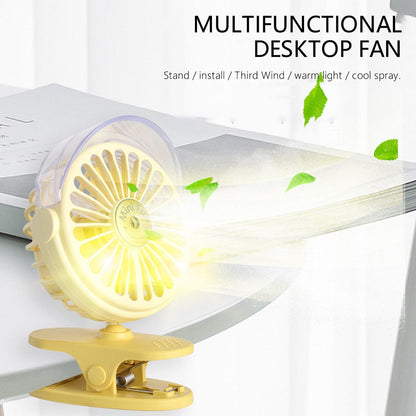 Clip Desk Fan with Small Spray Bottle, Portable Wind Desktop Table Cooling Fan in Single Button, Adjustment Mini Personal Fan for Home Desktop Office Car Indoor Outdoor Travel 