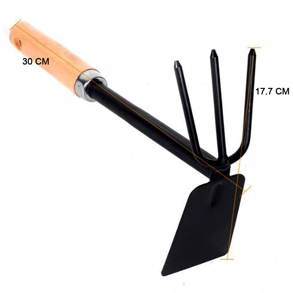 2-in-1 Double Hoe Gardening Tool with Wooden Handle