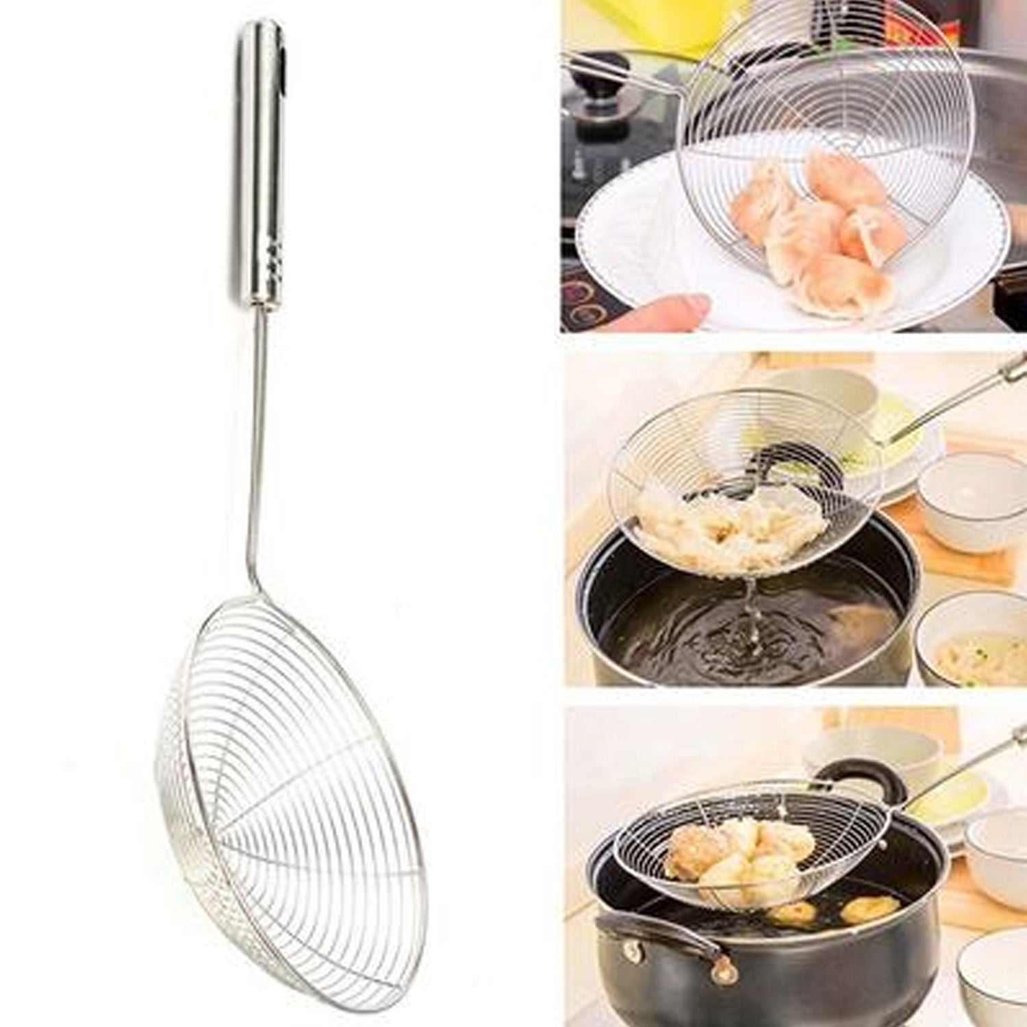 2728 Small Oil Strainer To Get Perfect Fried Food Stuffs Easily Without Any Problem And Damage.