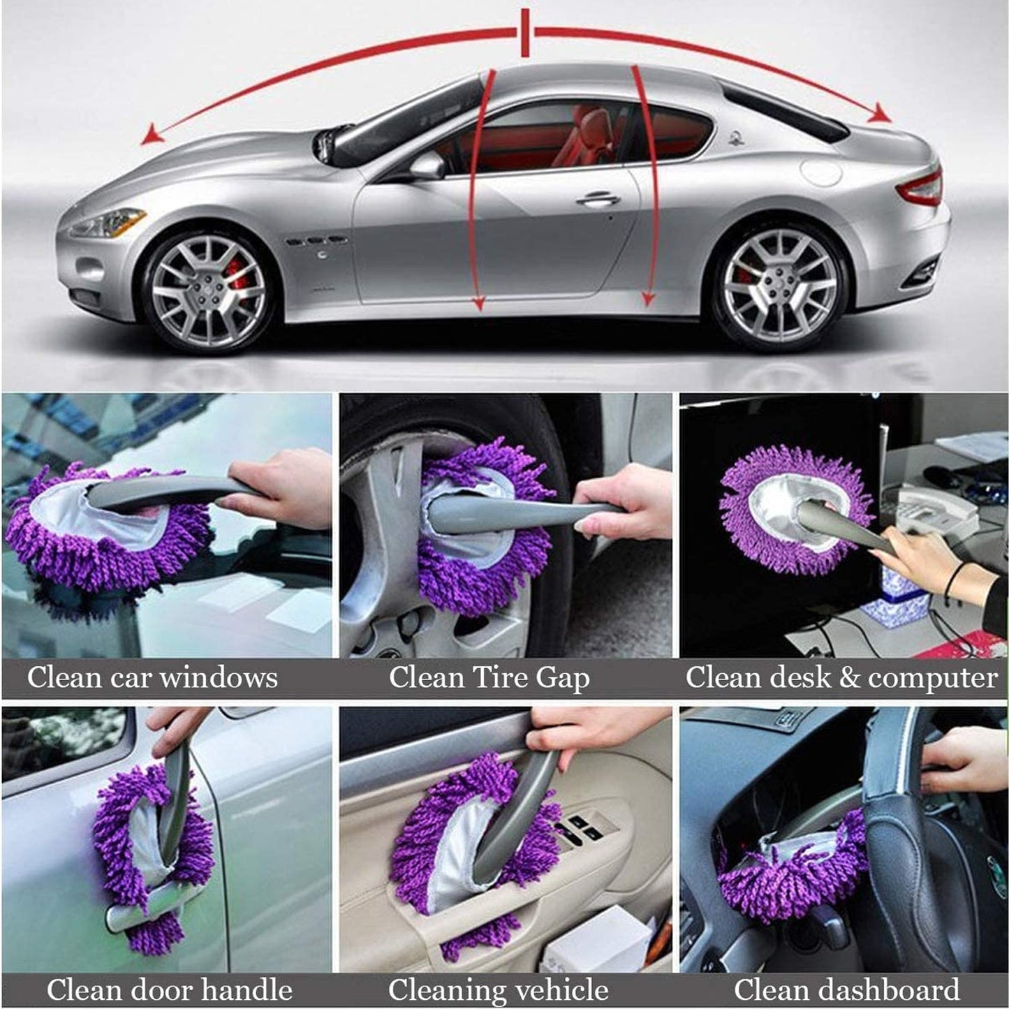 Car Wash Cleaning Brush Microfiber Dusting Tool Duster Dust Mop Home Cleaning For Cleaning and Washing of Dirty Car Glasses, Windows and Exterior