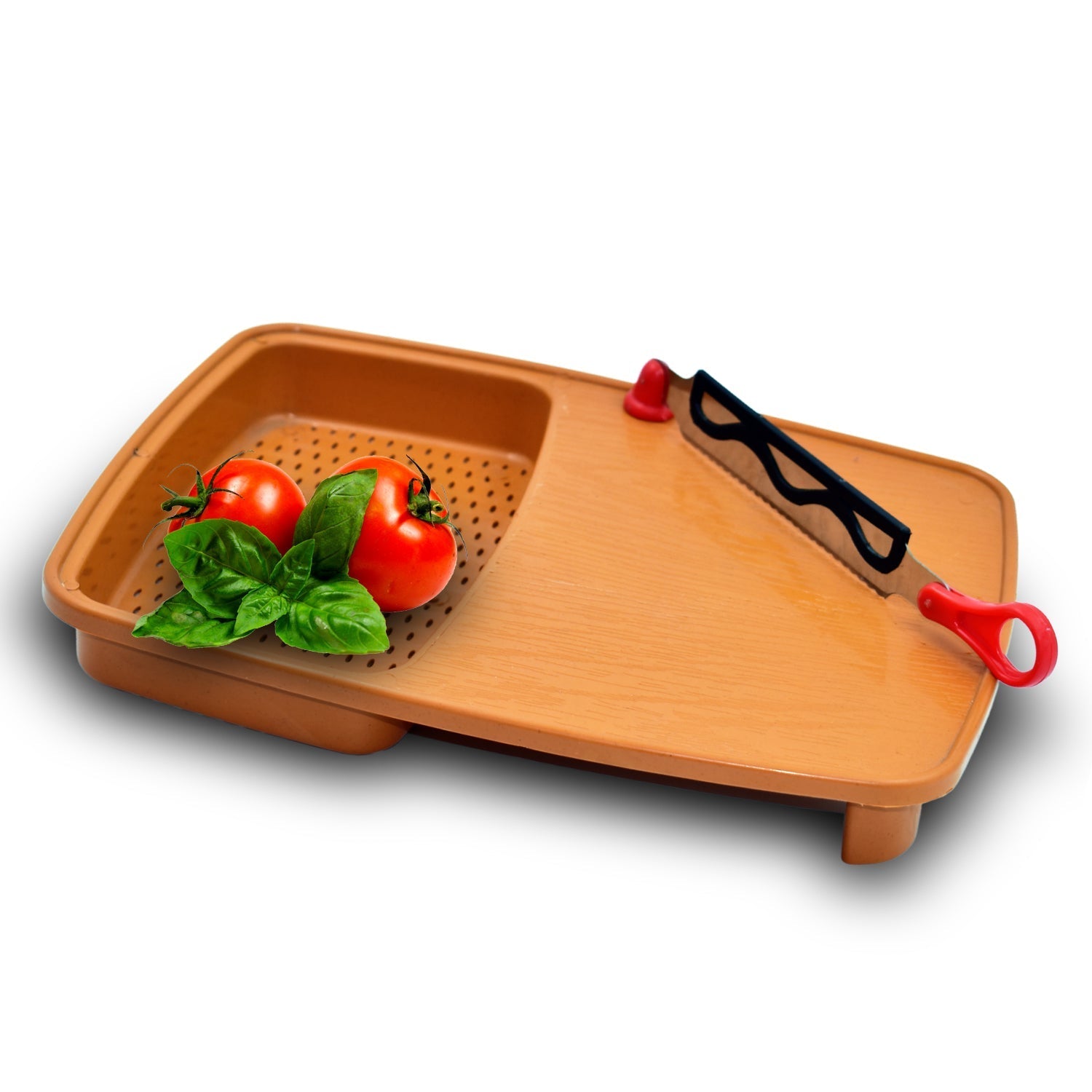 Thick Plastic Kitchen Chopping Cutting Slicing Tray with Holder