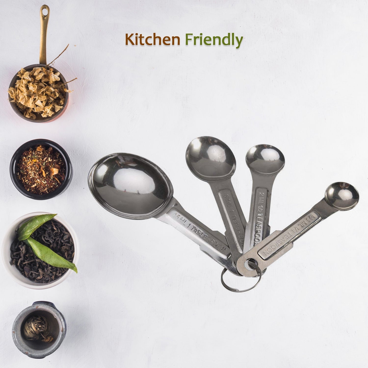 Stainless Steel Measuring Spoons, 4pcs/set Durable Anti Rust Measuring Spoon Set Universal for Kitchen Baking.