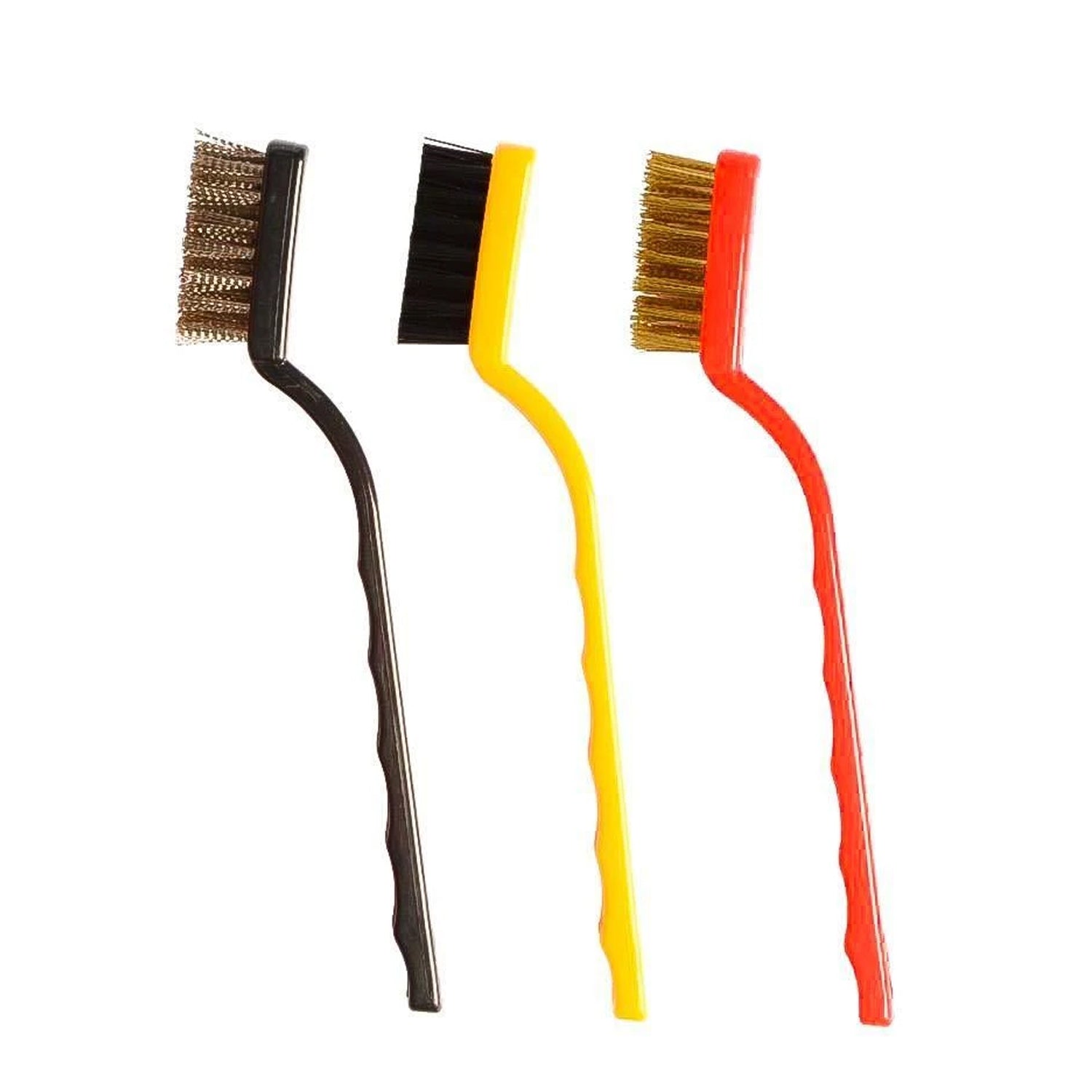 3 Pc Mini Wire Brush Set (Brass, Nylon, Stainless Steel Bristles) 