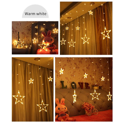 12 Stars Curtain String Lights, Window Curtain Lights With 8 Flashing Modes Decoration For Festivals-11