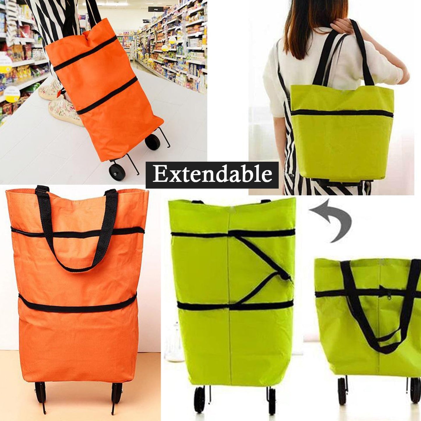 Folding Cart Bags Trolley Shopping Bag For Travel Luggage