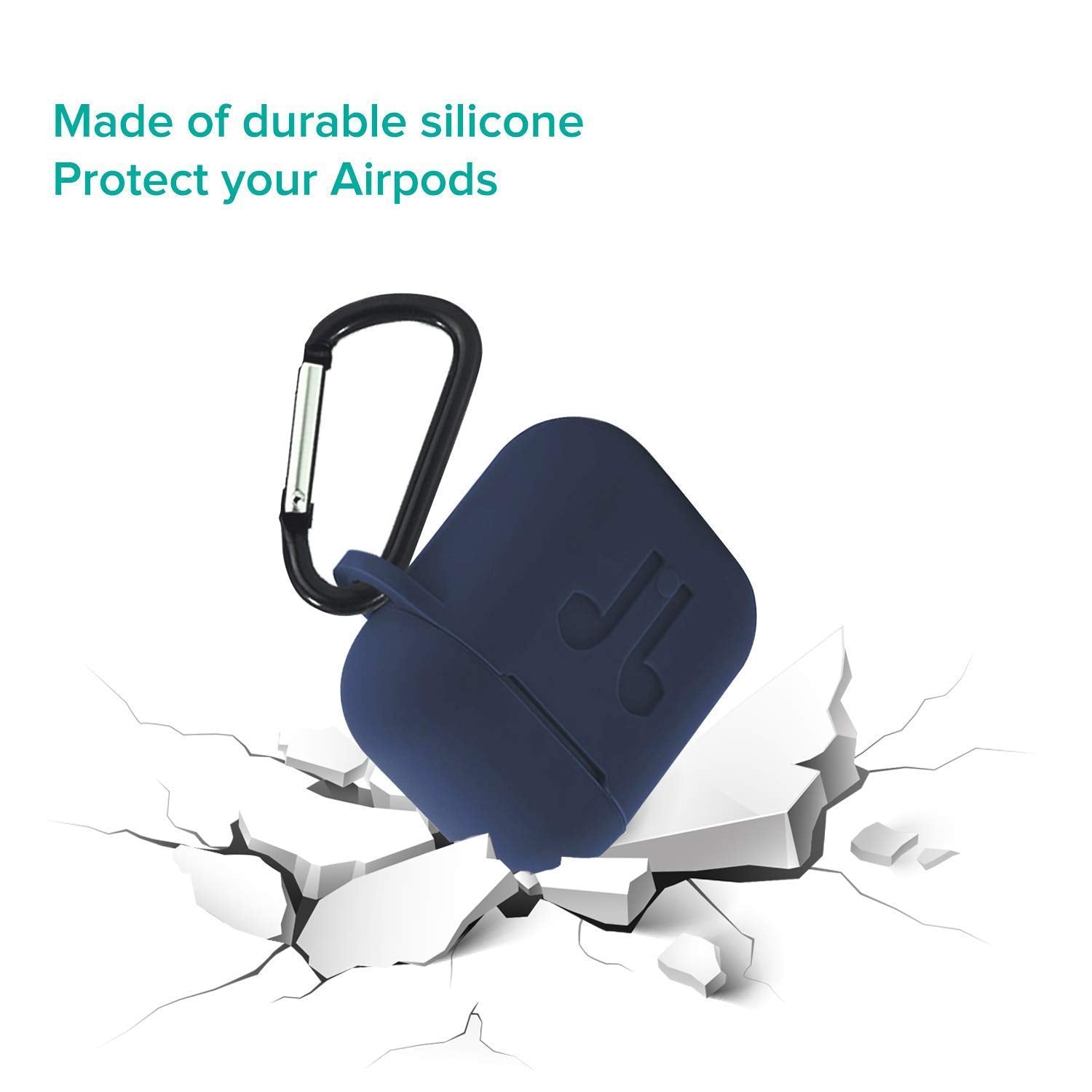 6473 Silicone Shockproof Protection Wireless Headphones Carrying Box Cover with Metal Keychain