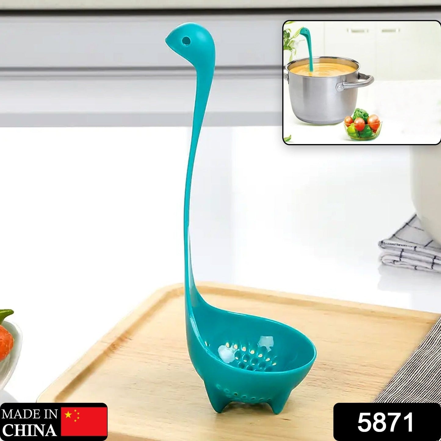 Soup Spoon Creative Long Handle Standing Loch Ness Monster Colander Spoon Dinnerware Cooking Tools Kitchen Accessories