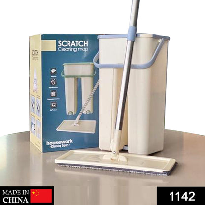 Scratch Cleaning Mop with 2 in 1 Self Clean Wash Dry Hands Free Flat Mop