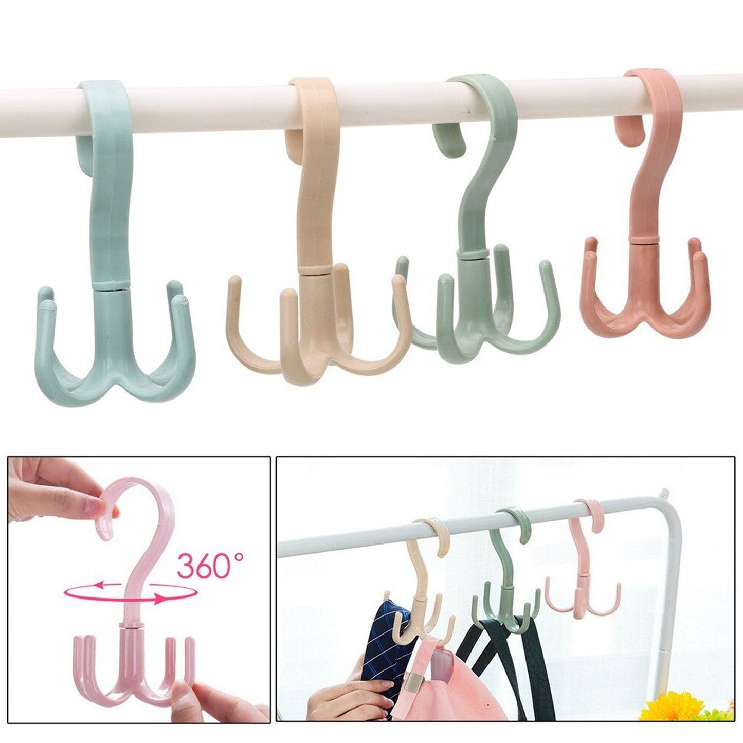 1744 360 D Rot 4 Claws Hook used in hanging and supporting various types of stuffs and items etc.