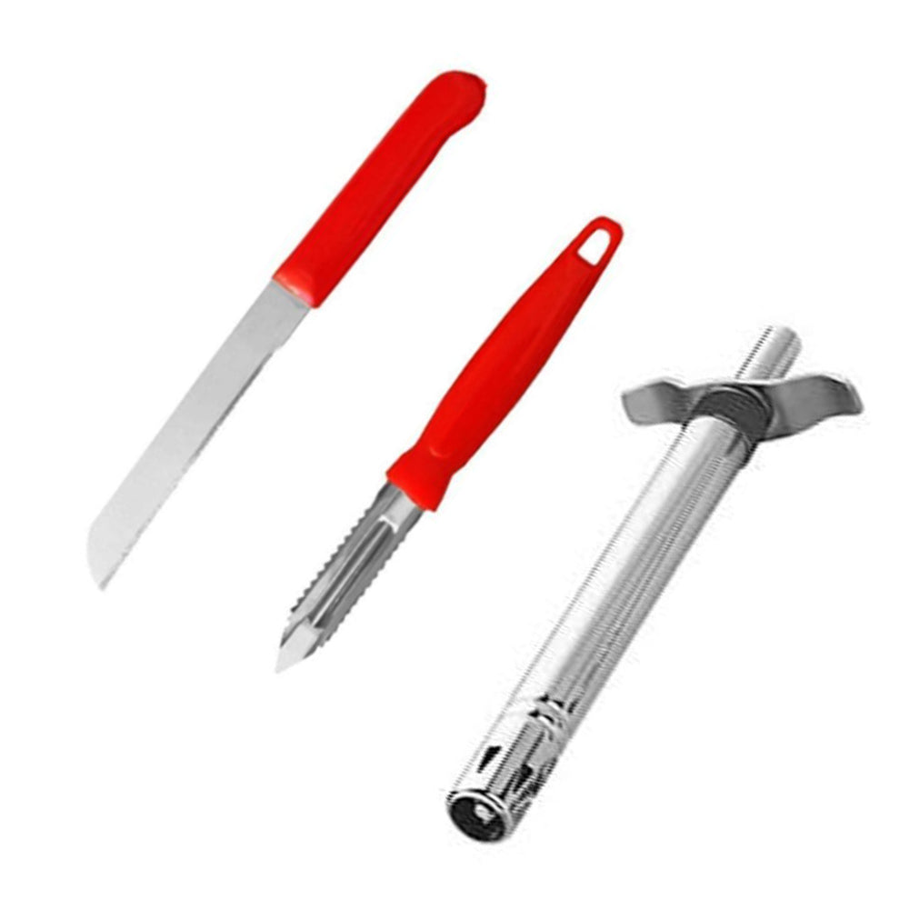 3-in-1 Kitchen Combo - Kitchen Lighter, Stainless Steel Knife and Peeler