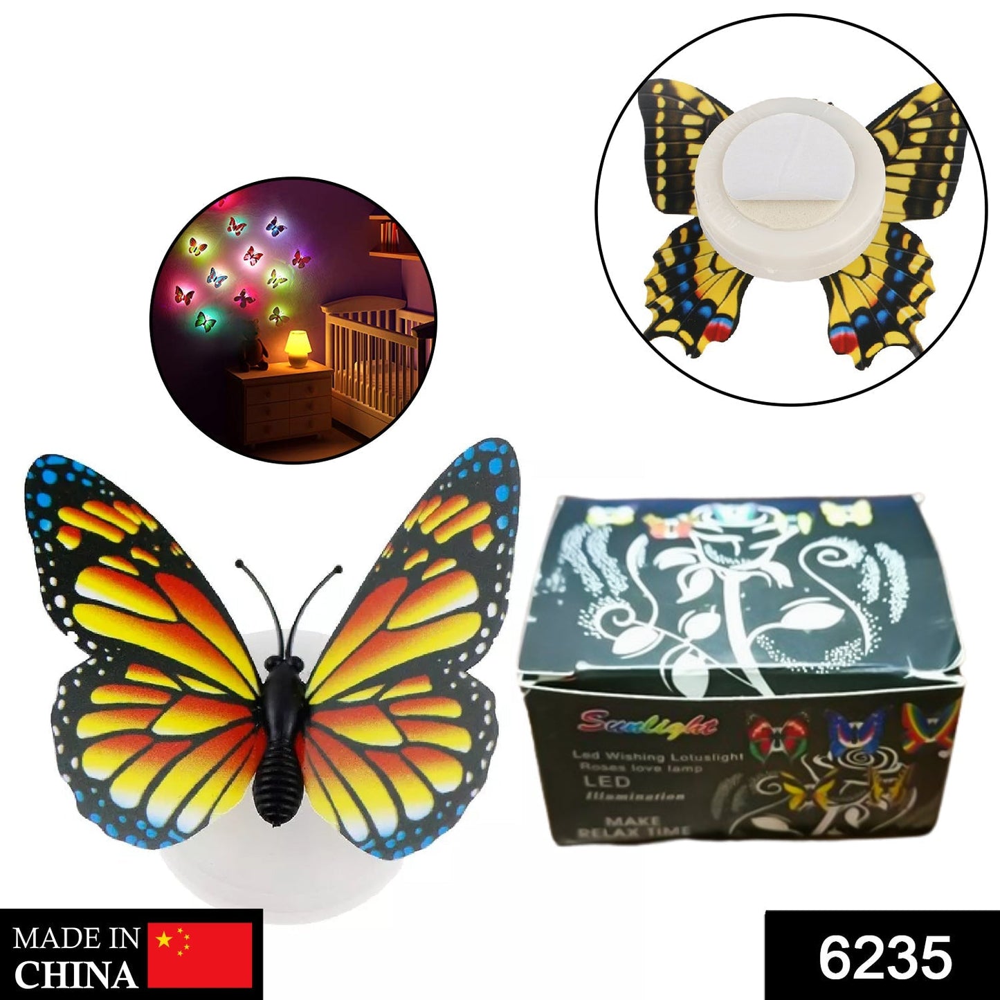 6235 The Butterfly 3D Night Lamp Comes with 3D Illusion Design Suitable for Drawing Room, Lobby.