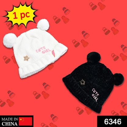 6346 Kids Winter Warm Soft Woolen Cap for Baby Boys and Girls