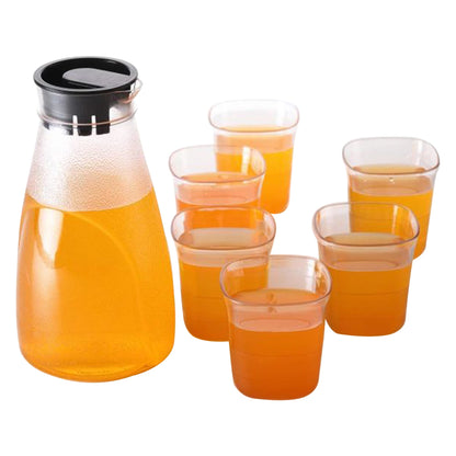 Plastic Transparent Unbreakable Lemon Juice Jug Set and 6 pcs Glass