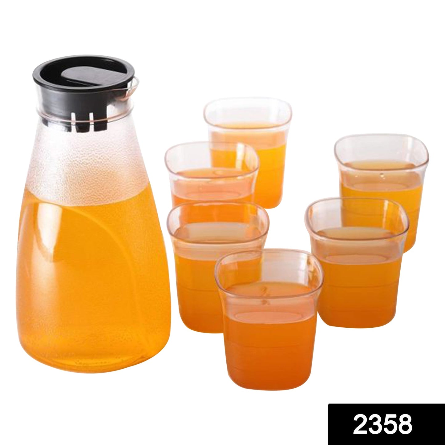 Plastic Transparent Unbreakable Lemon Juice Jug Set and 6 pcs Glass