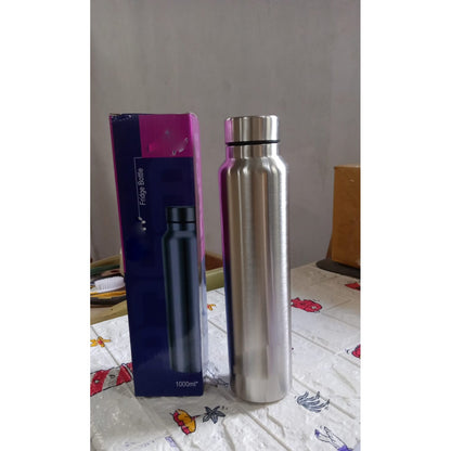 Stainless Steel Water Bottle, Fridge Water Bottle, Stainless Steel Water Bottle Leak Proof, Rust Proof, Hot & Cold Drinks, Gym Sipper BPA Free Food Grade Quality Silver Color, Steel fridge Bottle For office/Gym/School 1000ml