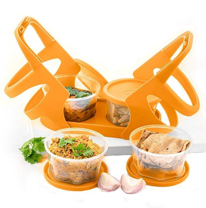 Lunch Box (200 ml each Container) with Attractive Stand - 4 pcs 