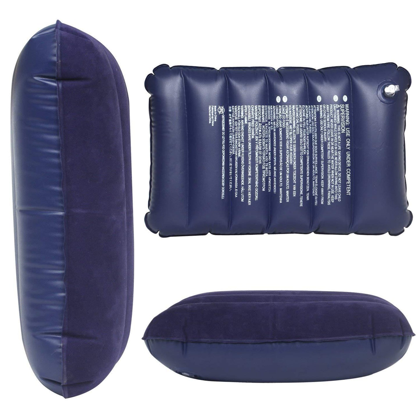 Velvet Air Inflatable Travel Pillow (Blue) 