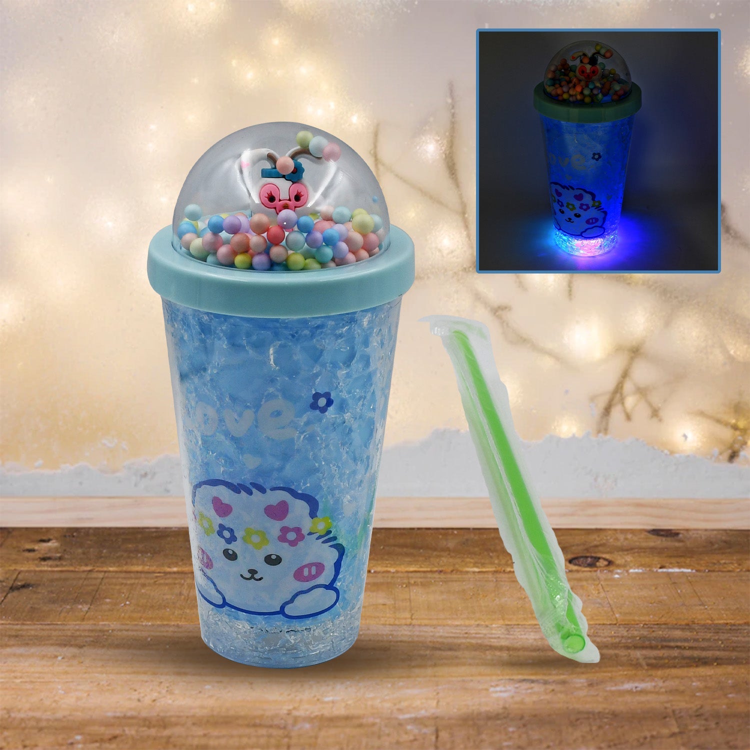LED Light Unicorn Sipper Water Bottle Mason Jar Tumbler with Straw for Kids Glitter Sipper with Toy Drinking Cups for Boys and Girls School/Tuition/Gym/ Picnic, Kids and Adults, Birthday Return Gifts