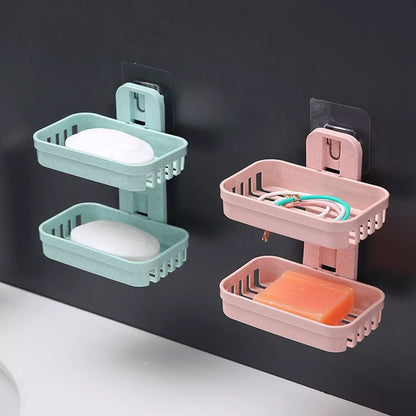 4762 Plastic Double Layer - Soap Stand, Holder, Wall Soap Box Sturdy Vacuum Dispenser Tray