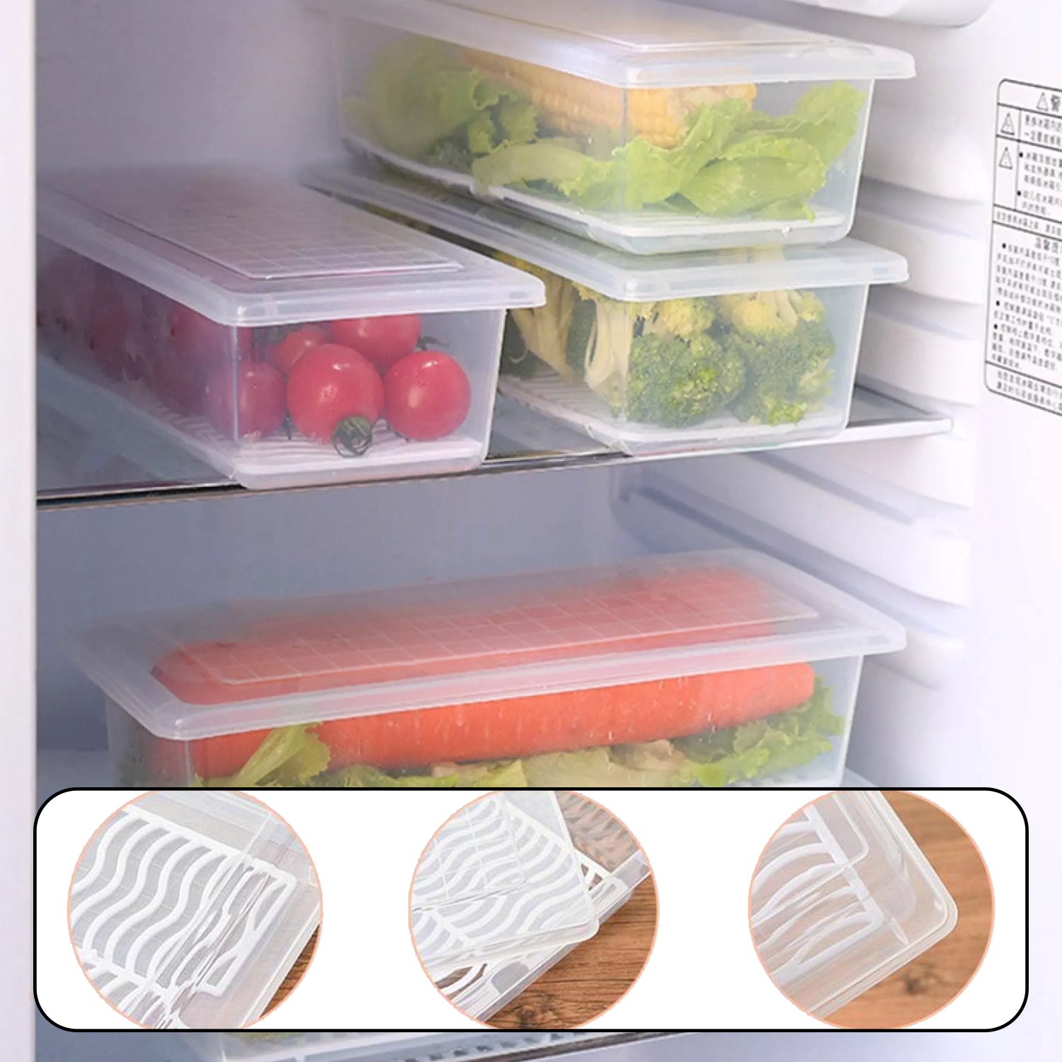 2628 Food Storage Container with Removable Drain Plate and Lid 1500 ml (Pack of 2Pc)